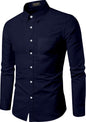 Mildin MenS Cotton Blend Solid Shirt With Spread Collared Full Sleeve Curved Hemline Button Closure Slim Fit And One Pocket | S