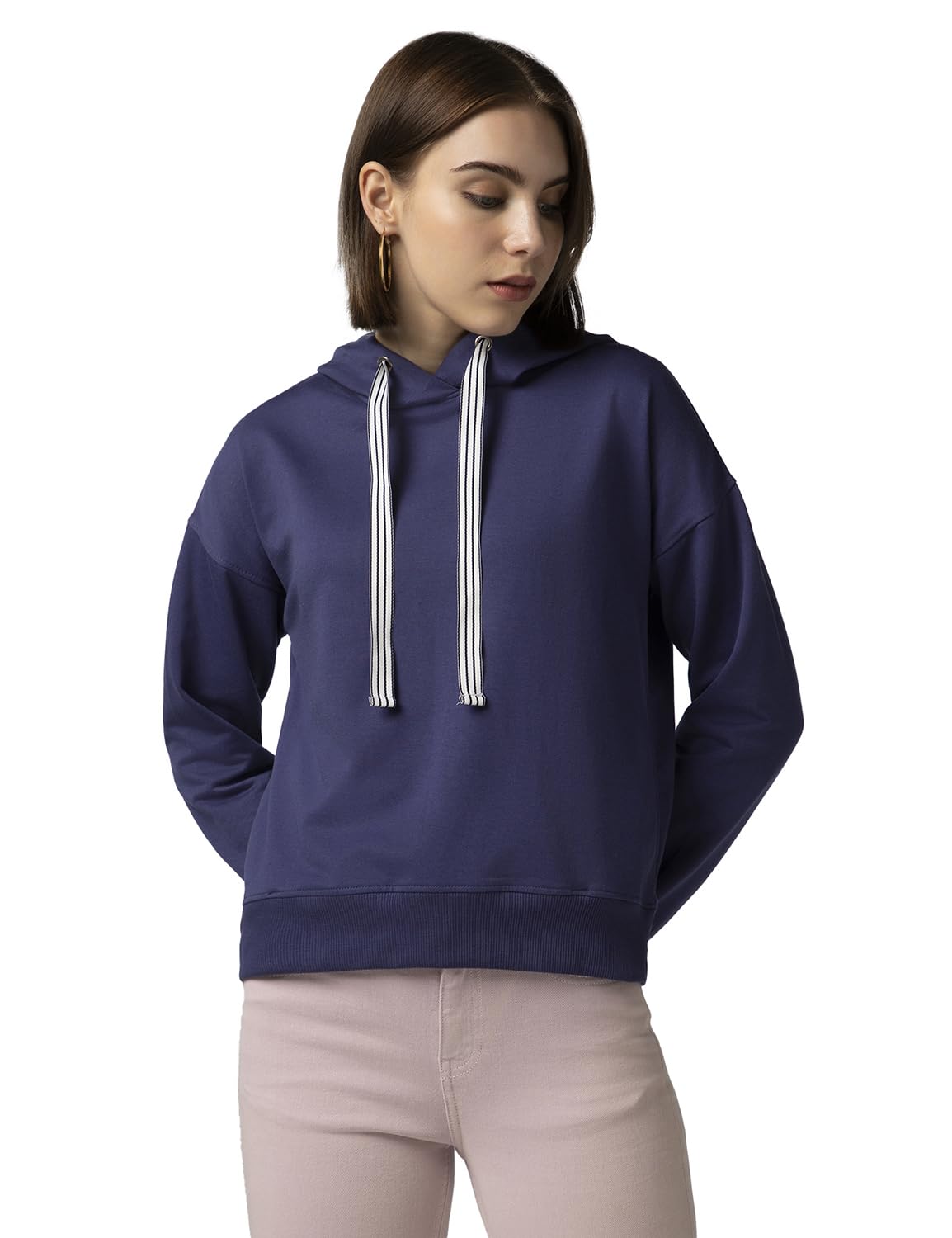 FYLTR Womens Casual Hoodie with Stripe Tape - Rib Hem & Cuff | Drop Shoulder | Casual Winterwear for Women