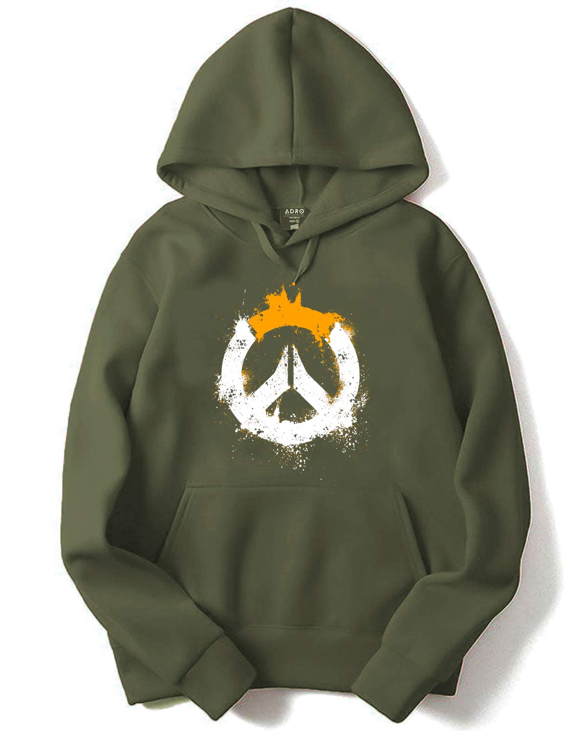 ADRO Men's Cotton Neck Hooded Sweatshirt (H-M-PC-OL_Olive)