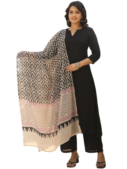 Gosriki WomenS Rayon Blend Straight Solid Kurta With Pant & Dupatta (Jamana Black-Vks01-Gs_L_Black_Large)