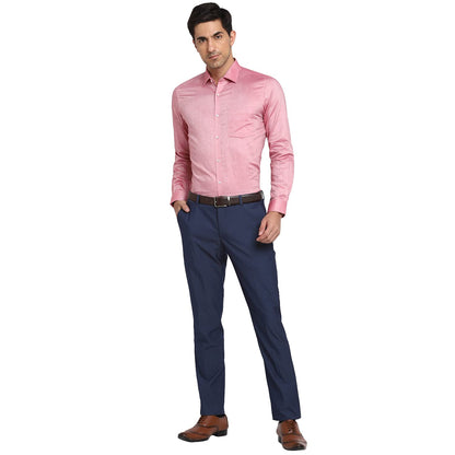 Turtle Men 100% Cotton Pink Solid Slim Fit Formal Shirt