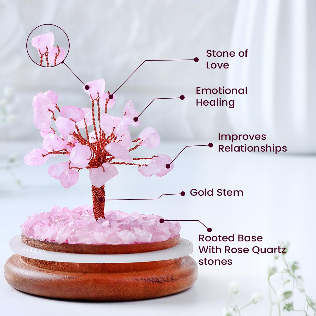Astrotalk Rose Quartz Dome Crystal Tree | Nurture Bonds & Inner Peace | Feng Shui Items for Good Luck | Housewarming Gifts | Aesthetic Home Decor Items | Valentine Gift for Girlfriend