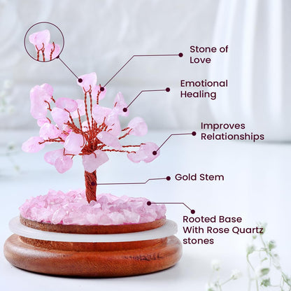 Astrotalk Rose Quartz Dome Crystal Tree | Nurture Bonds & Inner Peace | Feng Shui Items for Good Luck | Housewarming Gifts | Aesthetic Home Decor Items | Valentine Gift for Girlfriend
