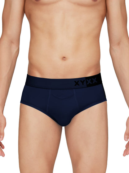 XYXX Mens Underwear Dualist IntelliSoft Antimicrobial Micro Modal Brief Pack of 3 (Black Iris & Black ; Brilliant Blue & Black