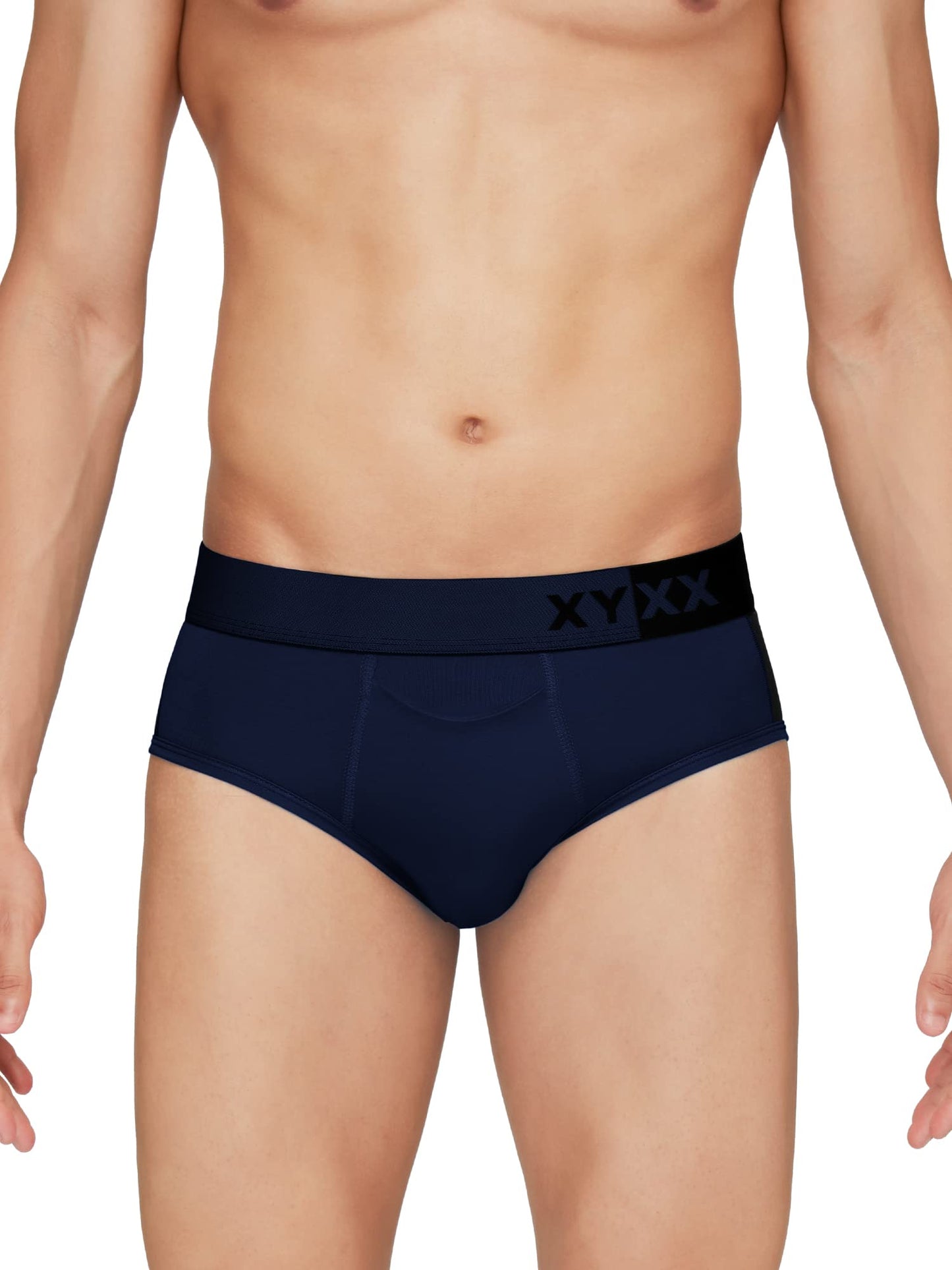 XYXX Mens Underwear Dualist IntelliSoft Antimicrobial Micro Modal Brief Pack of 2 (Black Iris & Black;Brilliant Blue & Black Ir