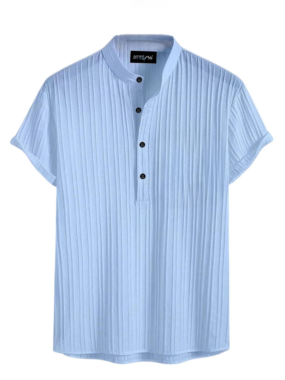 Deelmo MenS Regular Fit Solid Pattern Polyester Blend Shirt With Spread Collar Half Sleeve And Standard Length | Shirt For Man