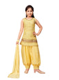 Aarika Girls Ethnic Wear Yellow Colour Sequin Embroidery Lace Work Georgette Kurti Patiala Set (10-15 Years)