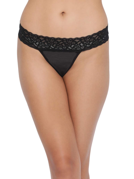 Clovia Womens Lace Classic Solid Briefs (Pack of 1) (PN3394P13M_Black