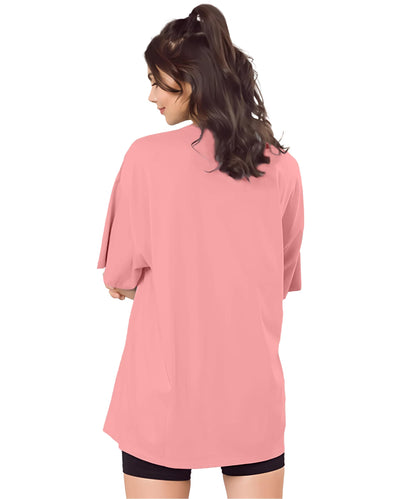 SHODOX Womens Oversized Drop Shoulder Printed T-Shirt | Soft, Breathable & Light Weight Cotton Blend | Loose Fit Stylish Top for