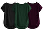 Fabricorn Combo Of Three Plain Bottle Green, Black And Wine Round Neck Up And Down Cotton Tshirt For Women (Bottle Green, Black,