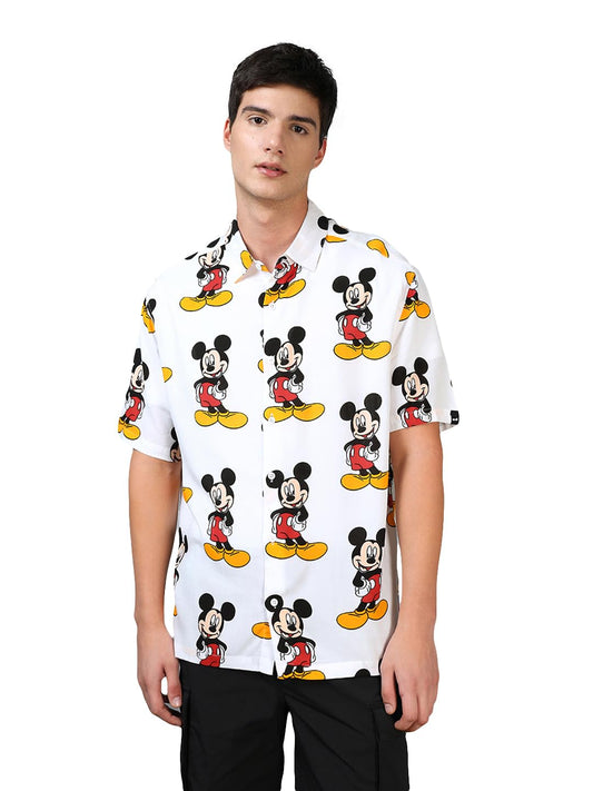 Bewakoof Official Disney Merchandise Mens AOP Oversized Fit Shirt_586191_White_XL