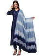 ANNI DESIGNER Women's Cotton Blend Staright Printed Kurta with Pant & Dupatta (Urmila Blue)