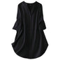 Gufrina WomenS Rayon Top With 3/4Th Sleeves Mandarin Collar Neck Solid Pattern A Line Style Knee-Length And Regular Fit Black