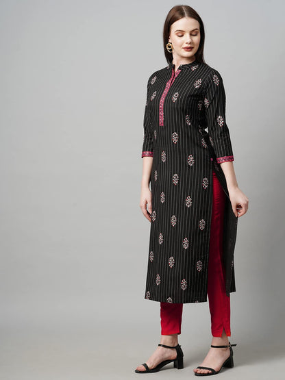ANNI DESIGNER Women's Cotton Blend Traditional Straight Printed Kurti (KD)