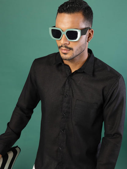 Rigo Linen Solid Shirts for Men | Full Sleeves Regular Fit Mens Shirt | Casual Shirt | Beach | Party | Outing Wear Shirt for Bo