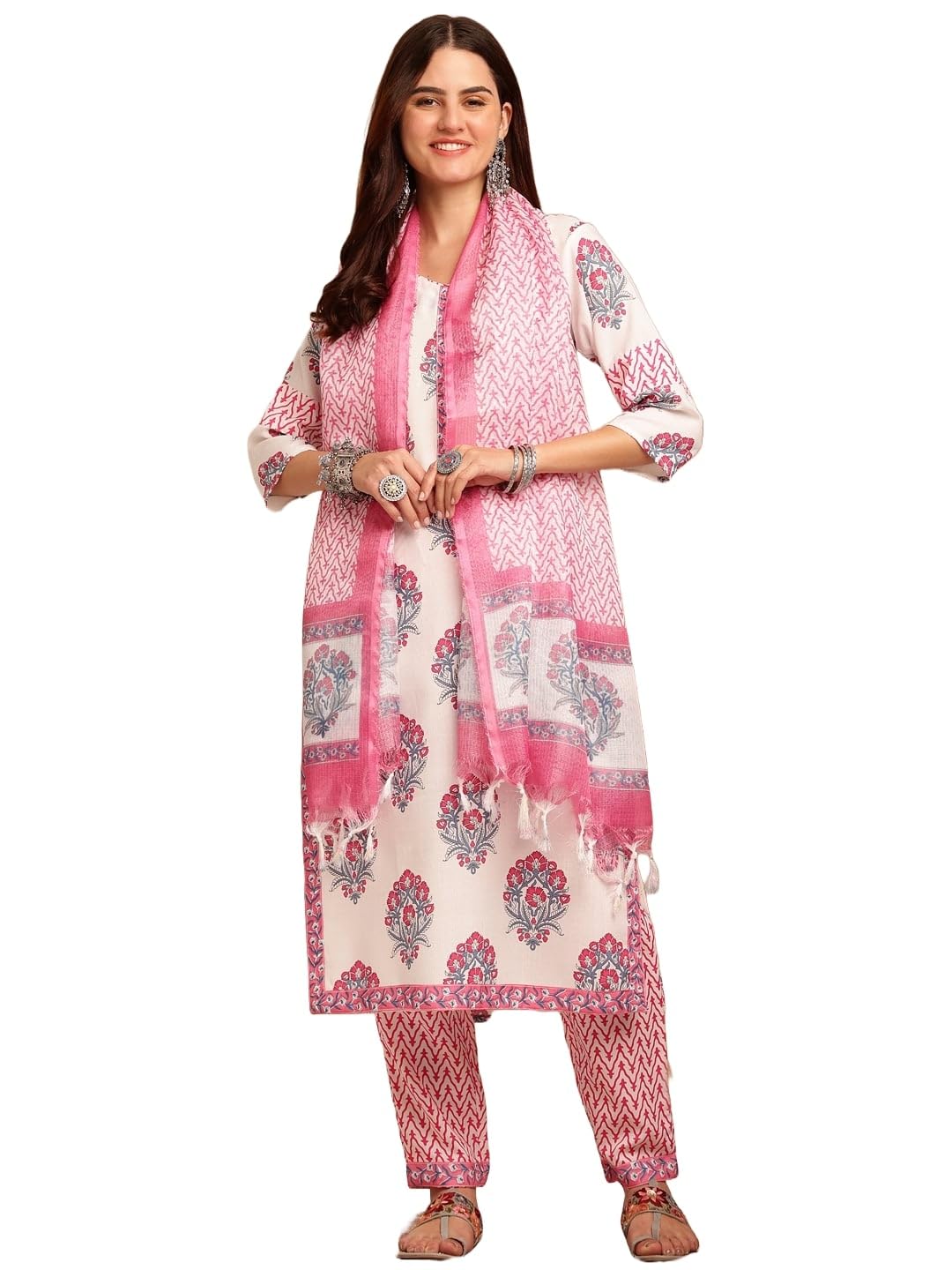 LookMark Women Kurta Set: Ethnic Elegance in Every Stitch! Embrace Traditional Elegance with Our Printed Kurti Pant Dupatta Sets!