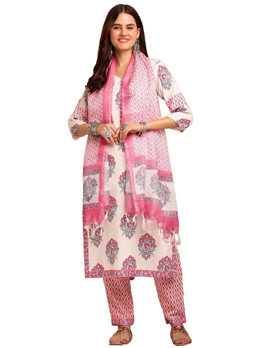 LookMark Women Kurta Set: Ethnic Elegance in Every Stitch! Embrace Traditional Elegance with Our Printed Kurti Pant Dupatta Sets!