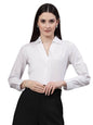 Style Quotient Women White Classic V-Neck Formal Shirt