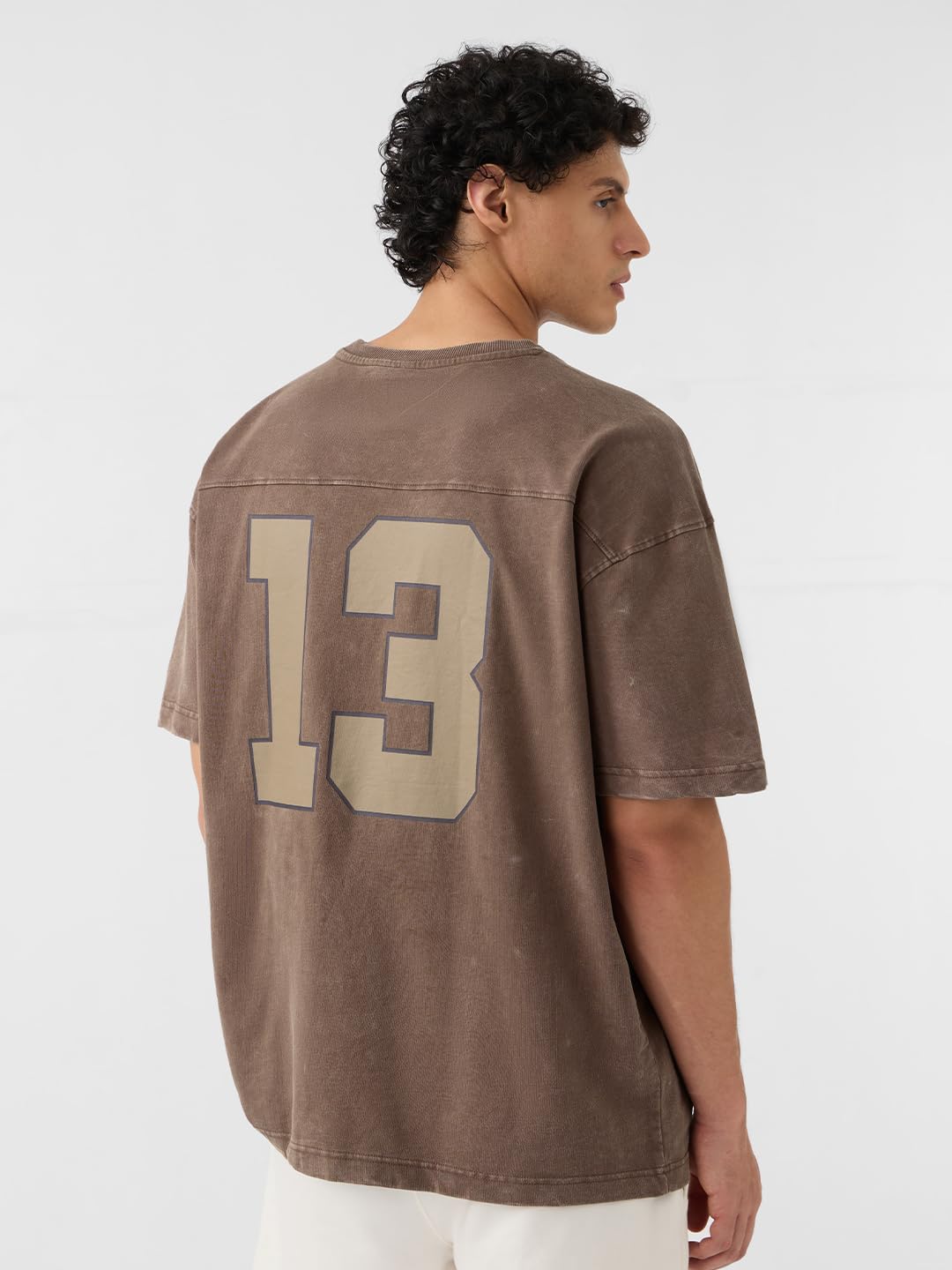 The Souled Store So Sporty Men and Boys Short Sleeves Round Neck Brown Graphic Printed Cotton Oversized T-Shirts