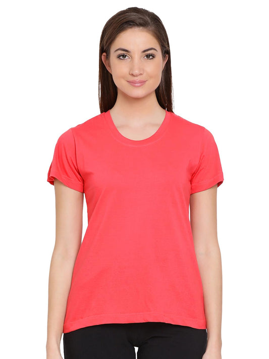 Clovia Womens Cotton Rich Sleep T-Shirt (LT0123P04_Red_L)