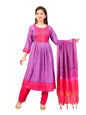 Aarika Girls Ethnic Wear Purple-Rani Colour Foil Print Rayon Kurti-8-15 Years (Kurti-Ap-802)