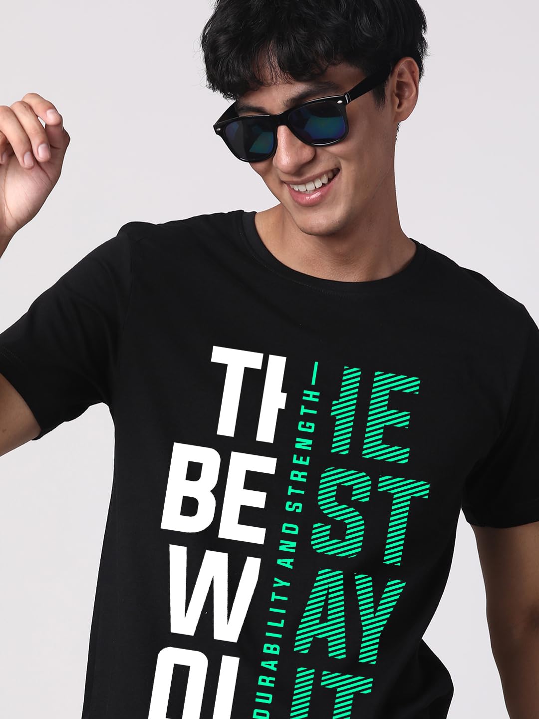 ADRO Motivational Quote Printed T-Shirt for Men - 100% Cotton, Regular Fit, Soft Breathable Fabric. (RN23-M-BEST-BL_Black)