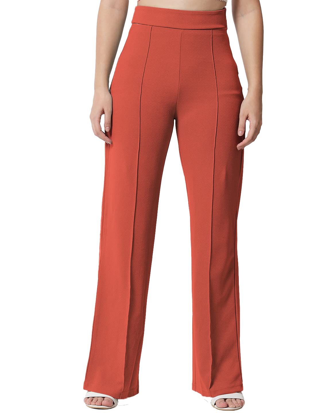 Kotty Womens High Rise Regular Solid Trousers