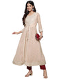 ishin Women's Silk Embellished Off White A-Line Kurta
