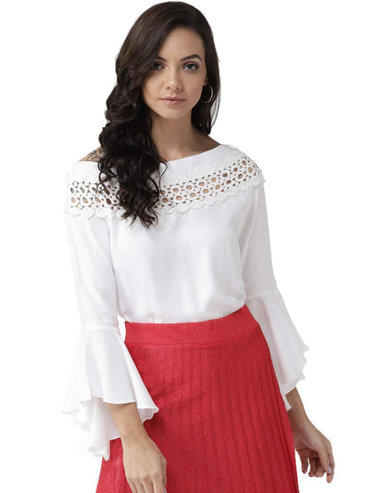 Style Quotient Women Solid Off White Viscose Rayon Smart Casual top