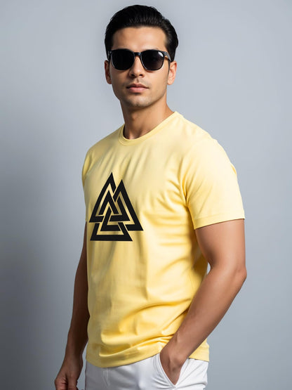 ADRO Triangle Mens Printed T-Shirt (RNR-M-TKT-LY_Light Yellow)