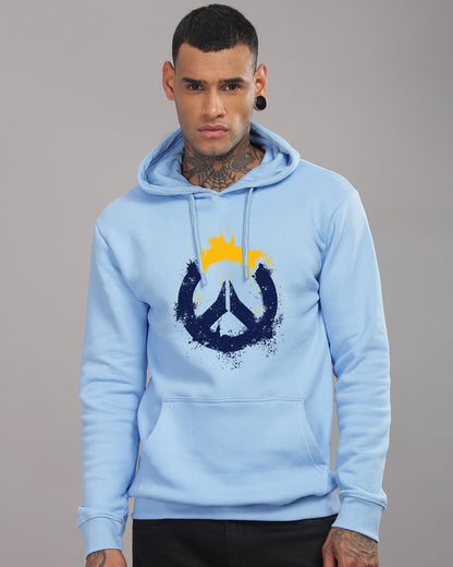 ADRO Mens Cotton Neck Hooded Sweatshirt (H24-M-PC-SK_Sky Blue