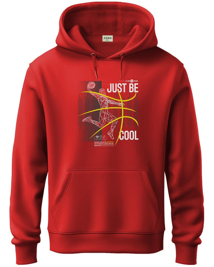 ADRO Mens Cotton Blend Neck Hooded Sweatshirt (H24-BCL-RD_Red