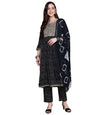 ishin Women's Viscose Rayon Navy Blue Ethnic Motifs Embroidered Sequinned A-Line Kurta suit set with Trousers & Dupatta