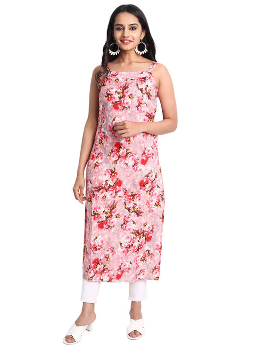 Patlani WomenS Crepe Full Stitched Kurti. Light Pink