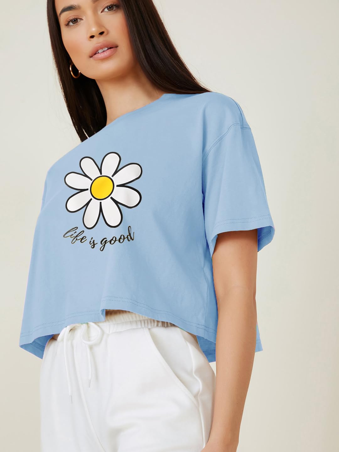 Kotty WomenS Printed, Typography Round Neck Cotton Blend T-Shirt
