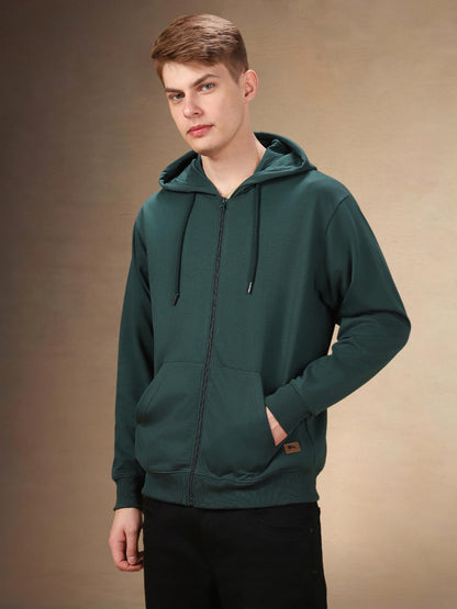 Dennis Lingo Men Solid Polycotton Regular Fit Full Sleeves Front-Open Sweatshirts Blue