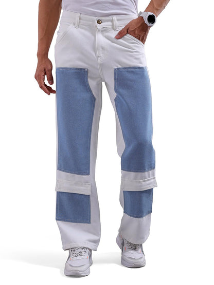 The Indian Garage Co Men Baggy Solid Mid-Rise Carpenter Utility Denim
