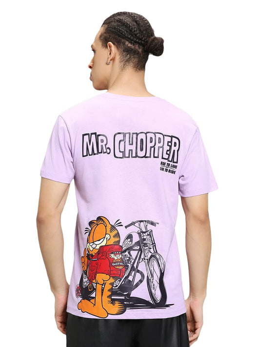 Bewakoof X Official Garfield Merchandise Mens Mr.Chopper Graphic Print 100% Cotton T-Shirt - Regular Fit, Round Neck, Half Slee