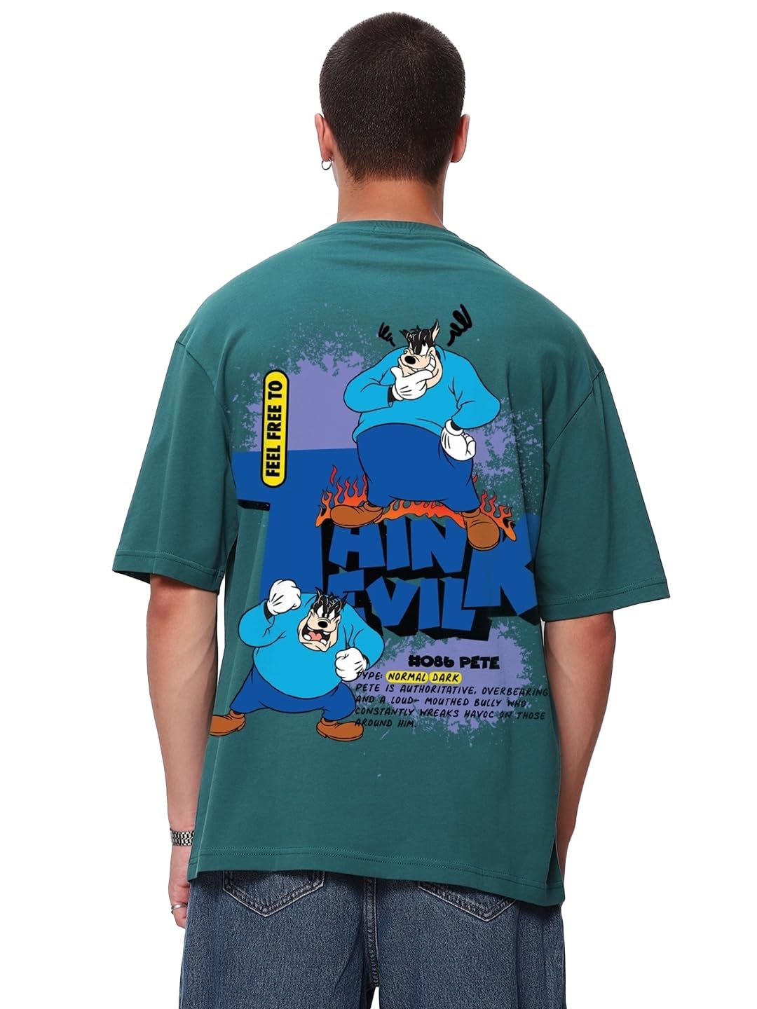 Bewakoof Official Disney Merchandise MenS Graphic Printed Super Loose Fit Half Sleeve Round Neck Cotton T-Shirt_ 624098 Green L