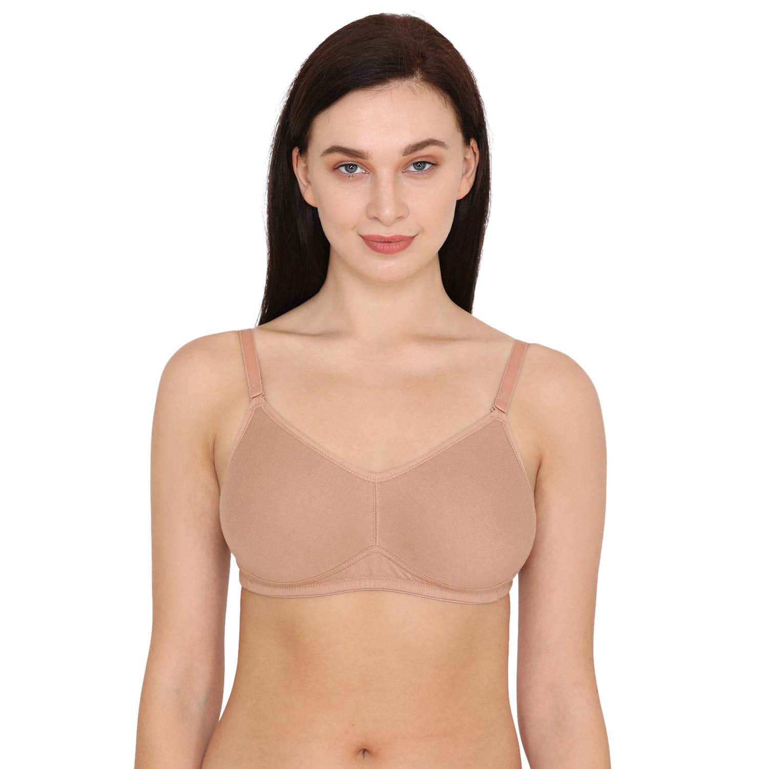 Zivame Womens Cotton Non-Padded Wire Free Regular Bra Beige