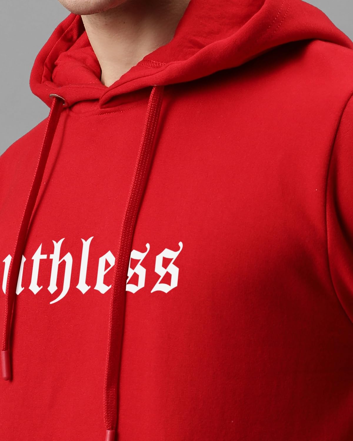 ADRO Mens Cotton Neck Hooded Sweatshirt (H24-RUTH-RD_Red