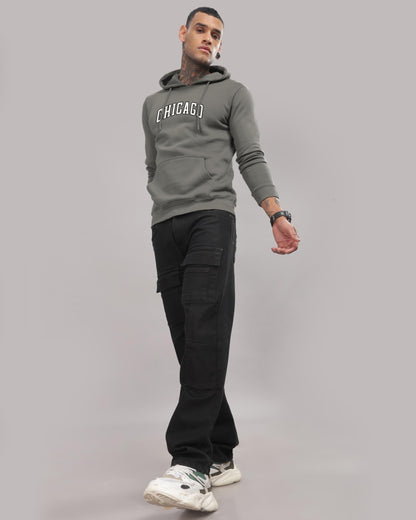 ADRO Men's Cotton Neck Hooded Sweatshirt (H24-CAGO-SG_Steel Grey