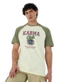 The Souled Store Karma Men and Boys Short Sleeves Round Neck Green Graphic Printed Regular Fit Cotton T-Shirts