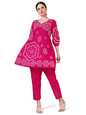 Womanista WomenS Pure Cotton Solid Regular Embroidered Co-Ord Set 9136_Fuchsia
