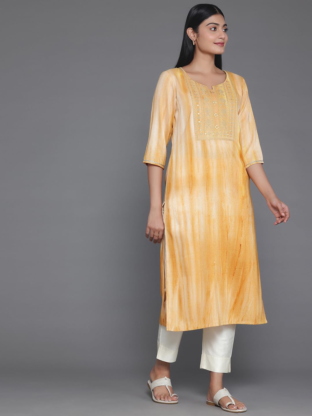 Libas WomenS Cotton Regular Kurta (26818_Yellow