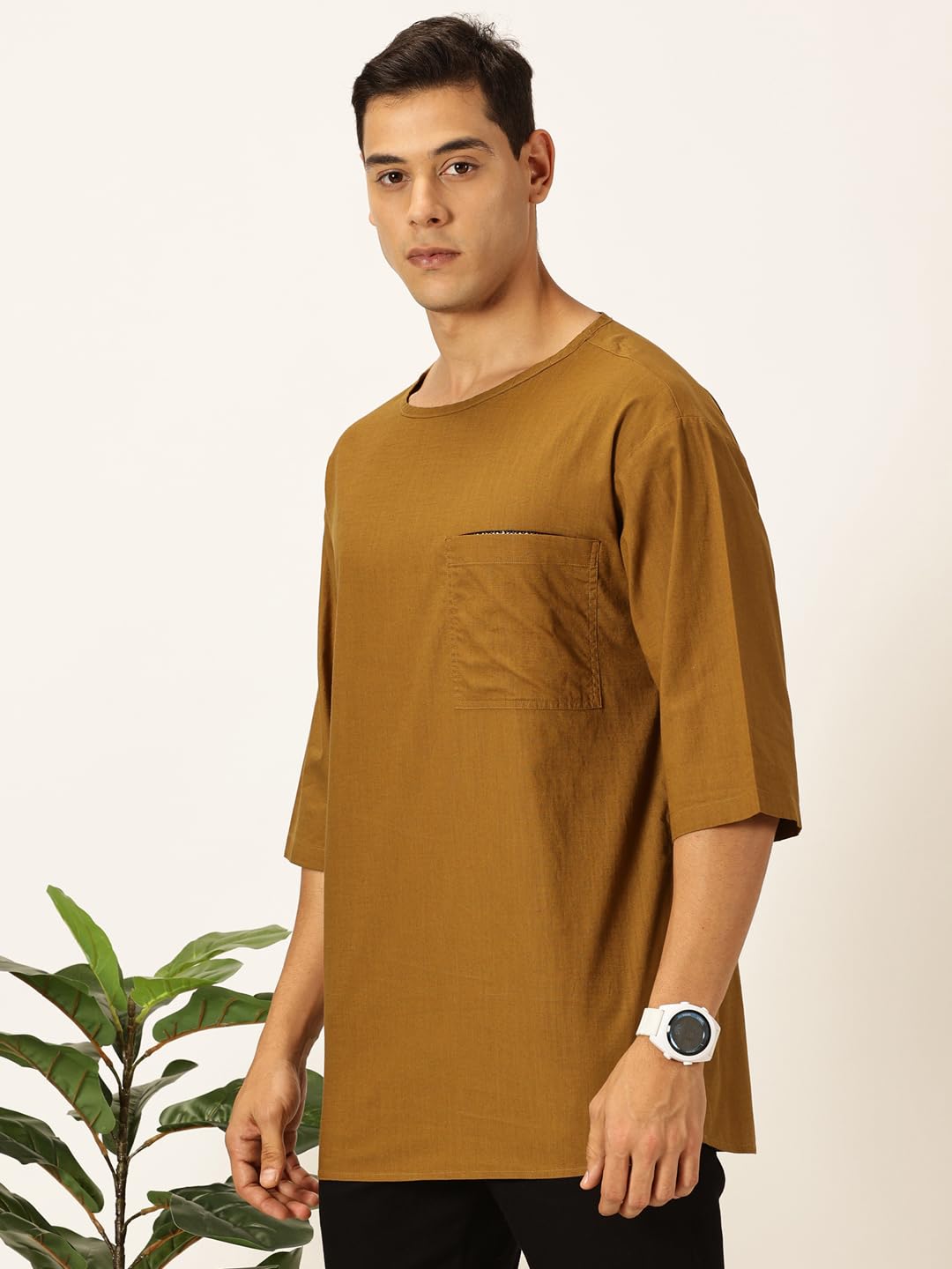 Thomas Scott Men'S Linen Relaxed Shirt (Ts1525_Brown
