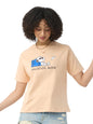 The Souled Store Peanuts: Vacation Mode Women and Girls Short Sleeves Round Neck Beige Graphic Printed Cotton Relaxed Fit T-Shir