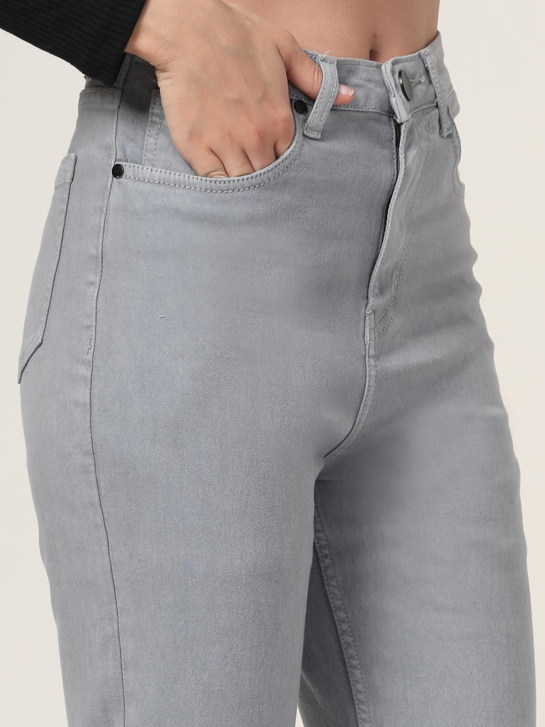 Style Quotient Women Grey Straight Fit High Rise Stretchable Jeans