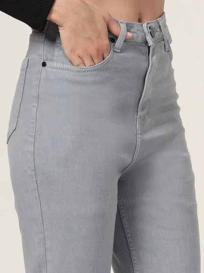 Style Quotient Women Grey Straight Fit High Rise Stretchable Jeans