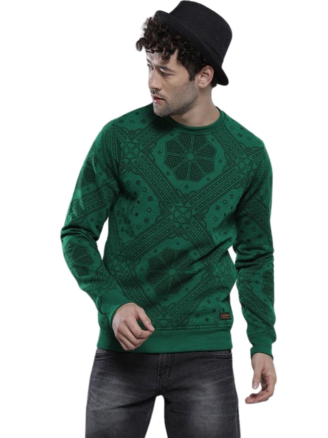 The Indian Garage Co Green Regular Fit Floral Long Sleeve Pull On Sweatshirt